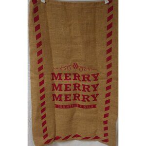 Extra Large Jute Santa Toy Sack Tree Holder Merry Christmas Wishes Bag 41" X 27"